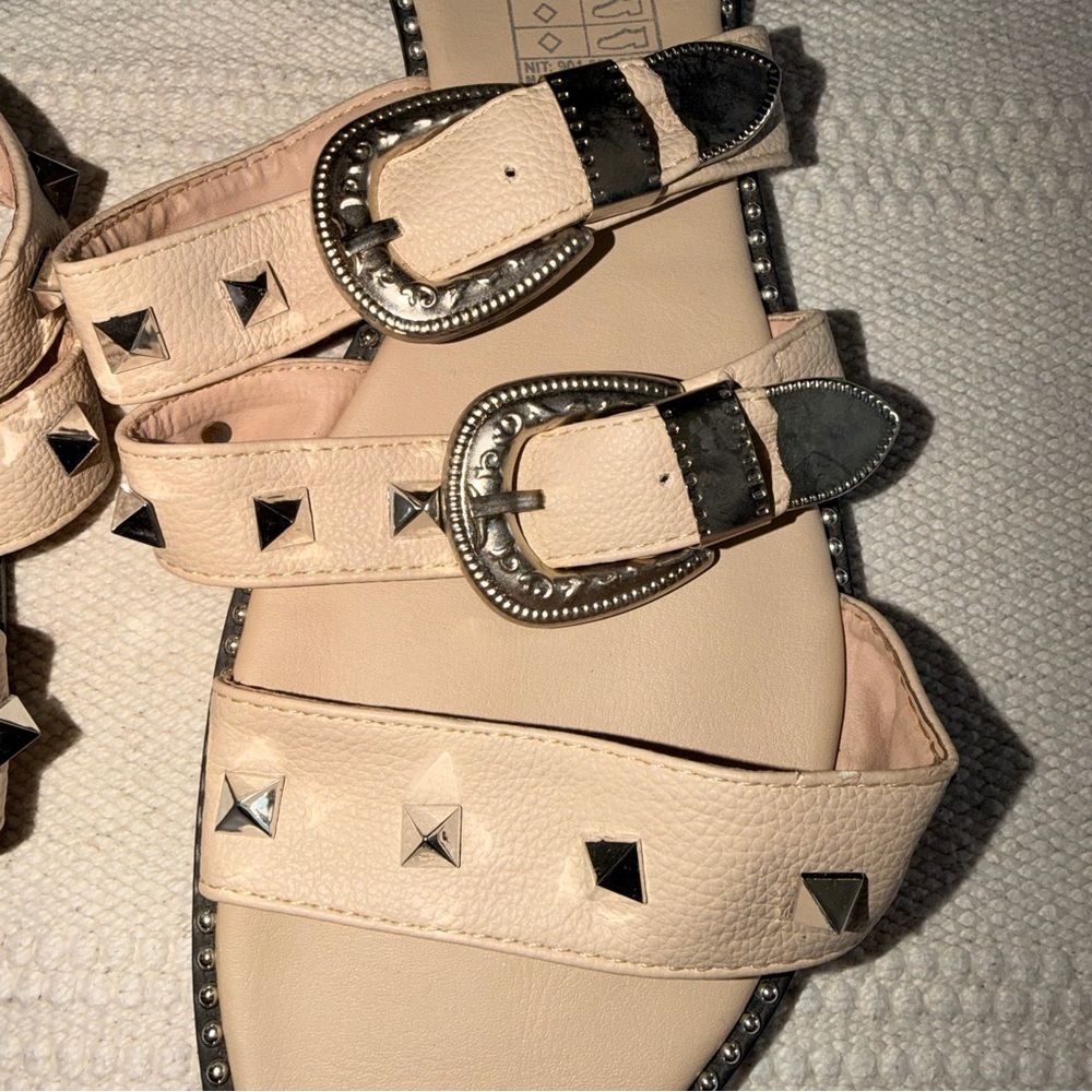 Everglades Studded Slide Sandals Tan Western Boho Festival Size 9 - Picture 3 of 7